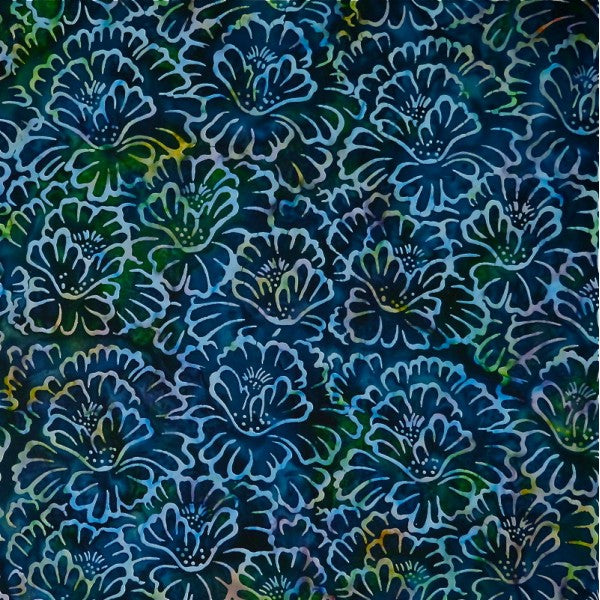 blue moon hibiscus shaded teal batik
