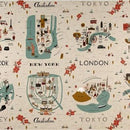 Les Fleurs City Maps Natural Canvas