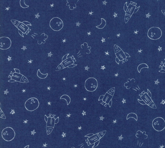 Soft Sweet Space Navy Flannel