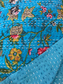Hand Embroidered Kantha Floral Blue