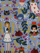 Wonderland Light Blue Metallic Linen Cotton Blend Canvas