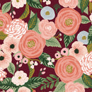 Garden Party Juliet Rose Burgundy Canvas
